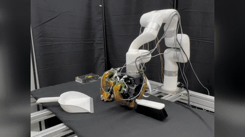 DexFLEX robotic hand performing real-world tool-use tasks.
